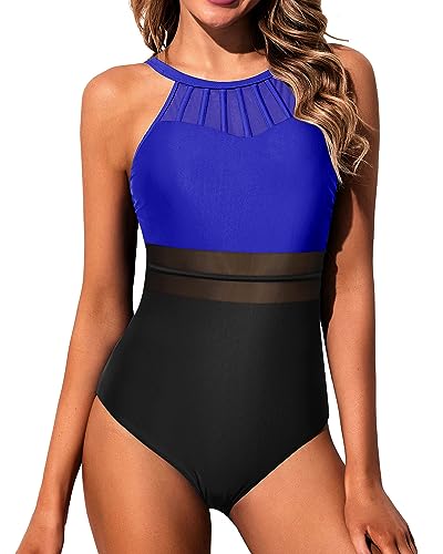 Holipick Women's Plunge V-Neck Mesh One Piece Swimsuit with High Waist and  Cutout Design