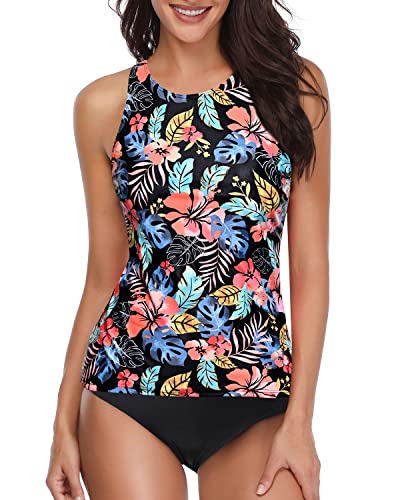 Holipick Two Piece Bandeau Tankini Swimsuits for Women Tummy Control  Bathing Suits Twist Front Tankini Top with Swim Shorts, Black, XX-Small :  : Clothing, Shoes & Accessories